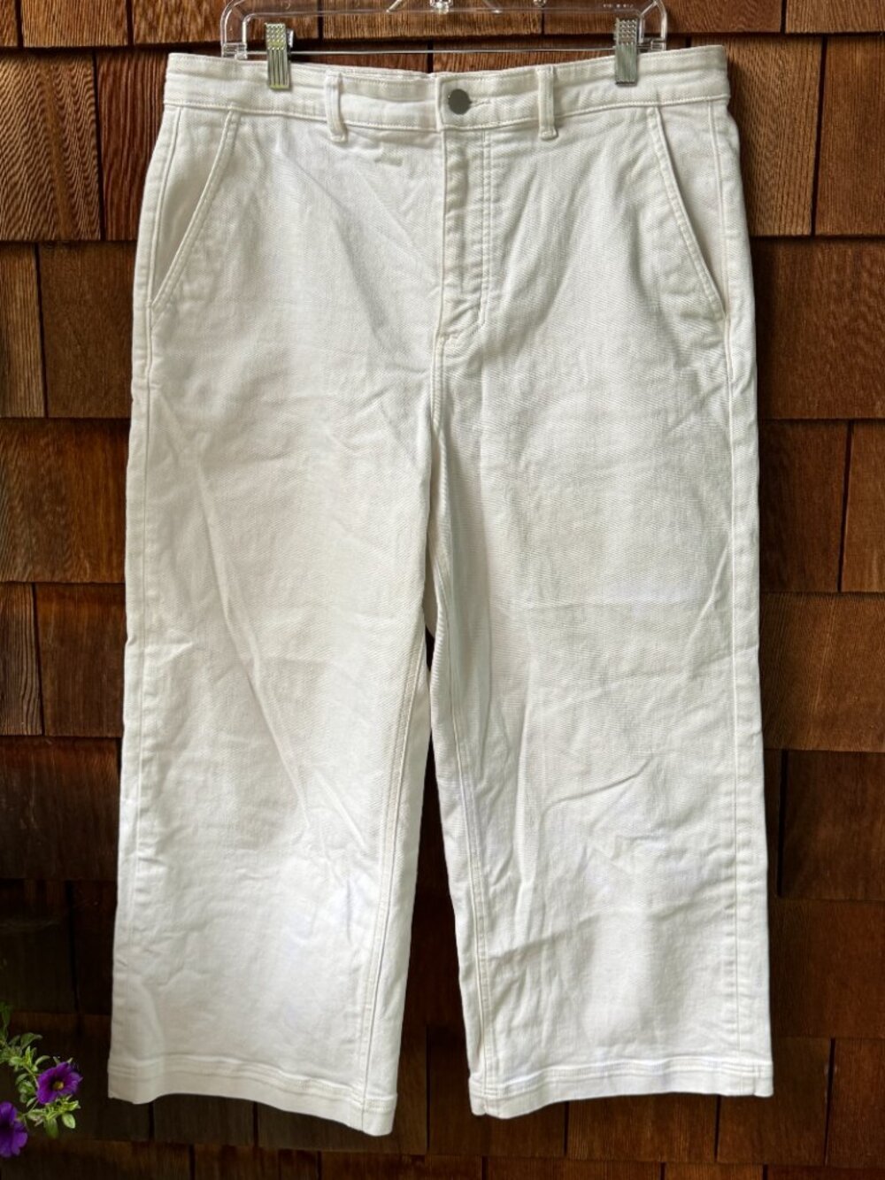EUC Everlane White Denim Wide Leg Crop Pants in Women's 16
